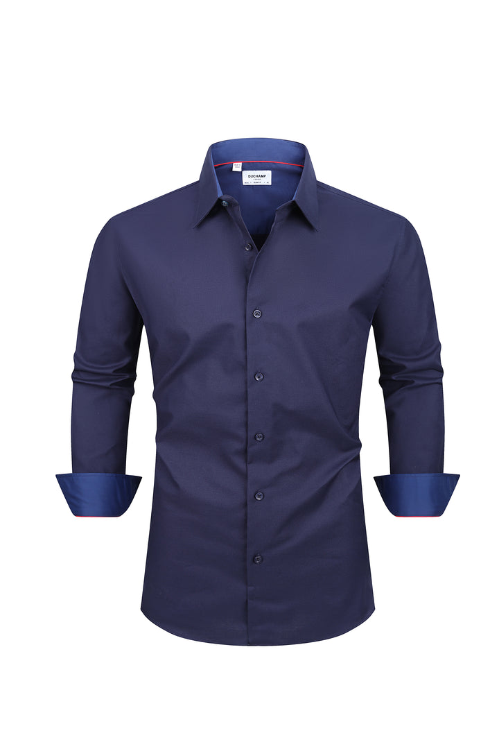 Duchamp London Navy Solid Dress Shirt