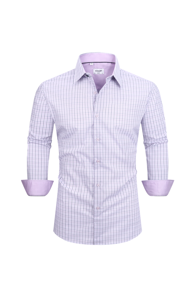 Duchamp London Purple Plaid Dress Shirt