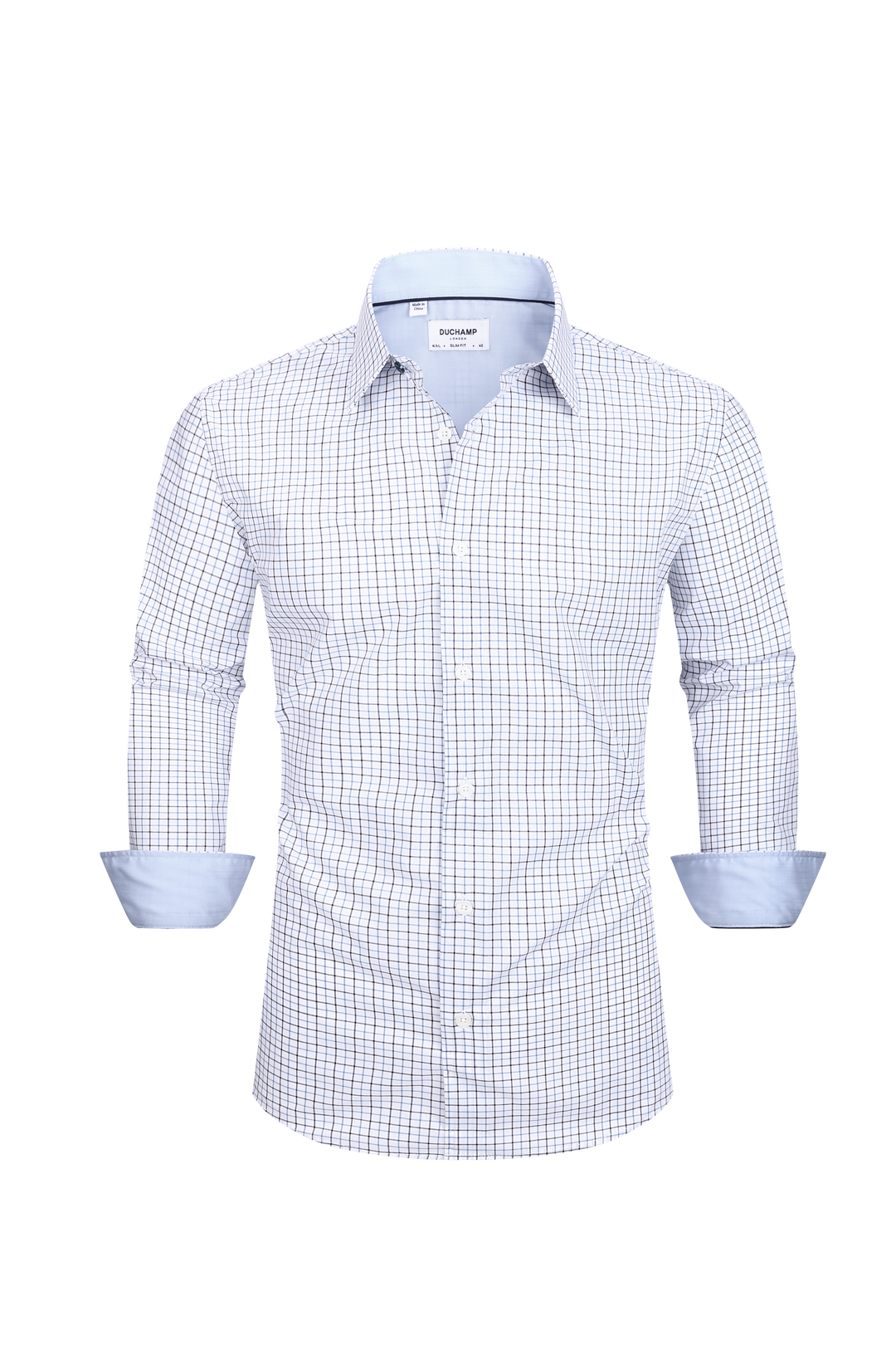 Duchamp London Blue Check Dress Shirt
