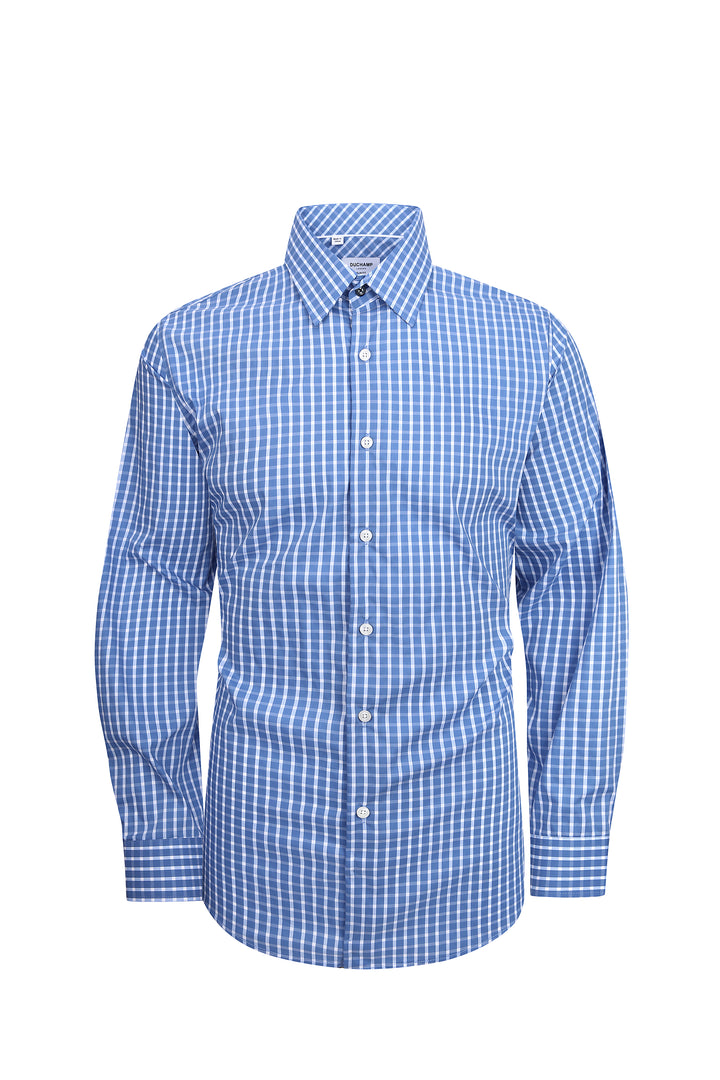 Duchamp London Blue Check Dress Shirt