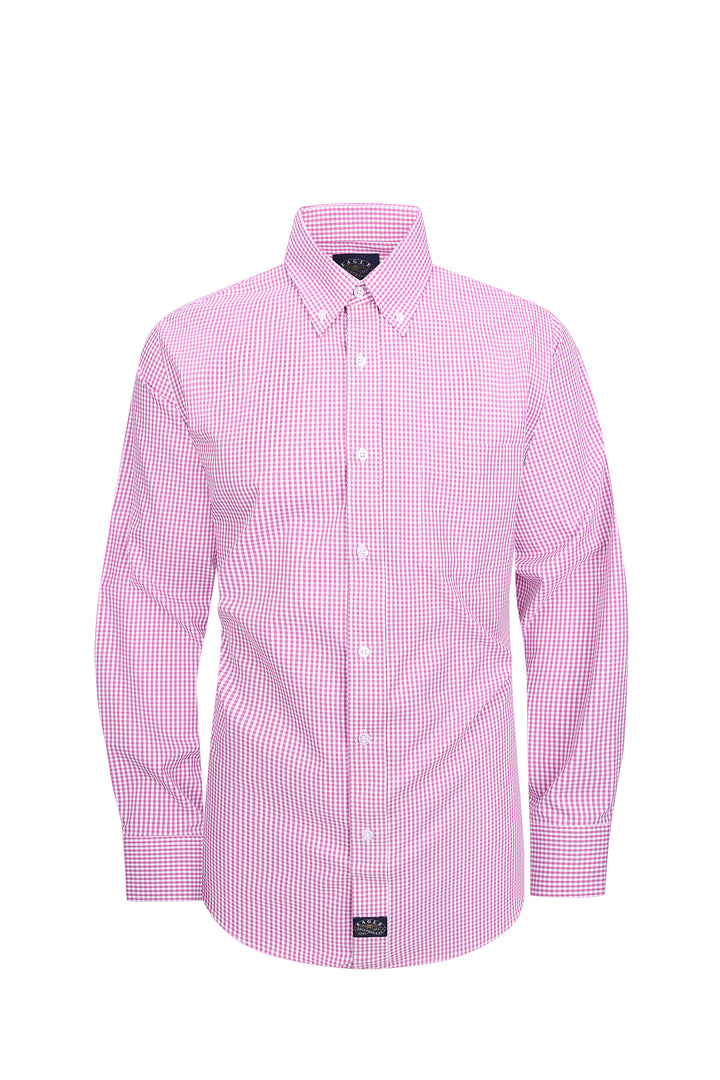 Eagle Stretch Neck Purple Gingham Poplin Shirt