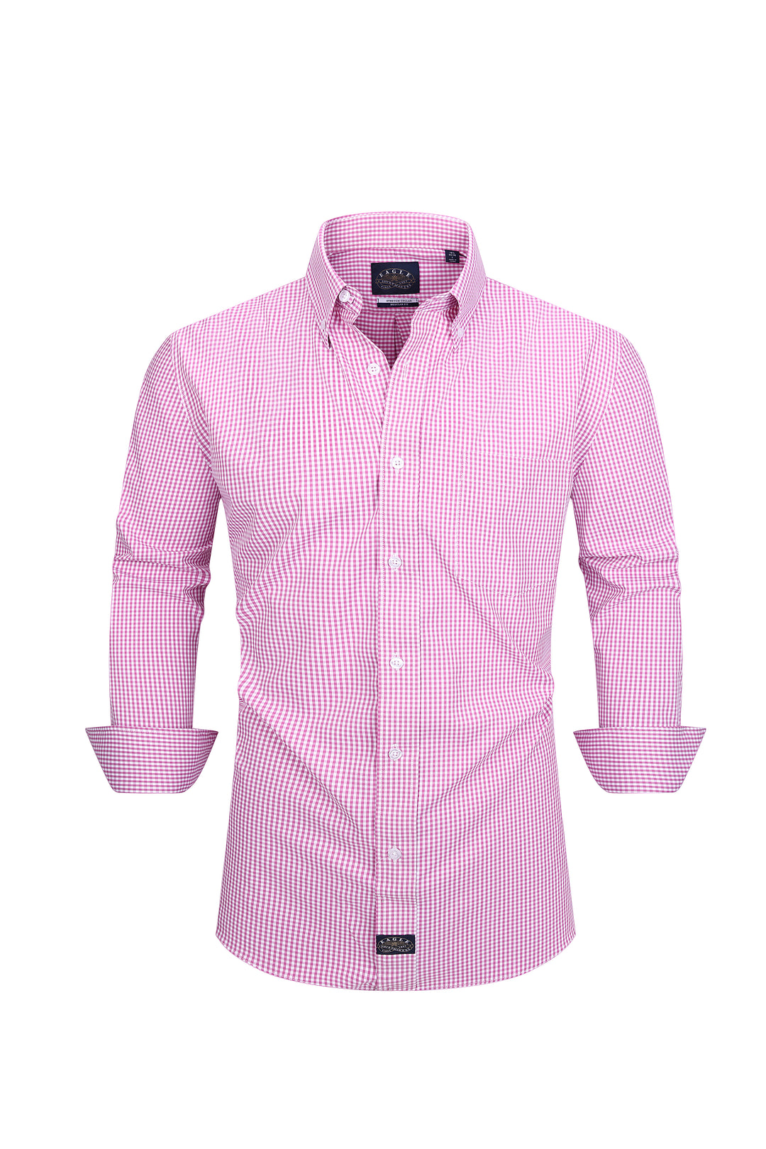 Eagle Stretch Neck Purple Gingham Poplin Shirt