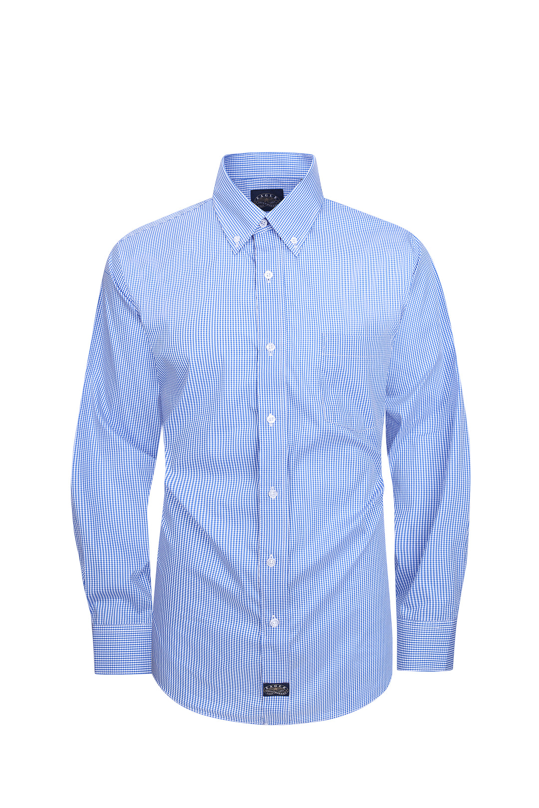 Eagle Stretch Neck Royal Blue Gingham Poplin Shirt