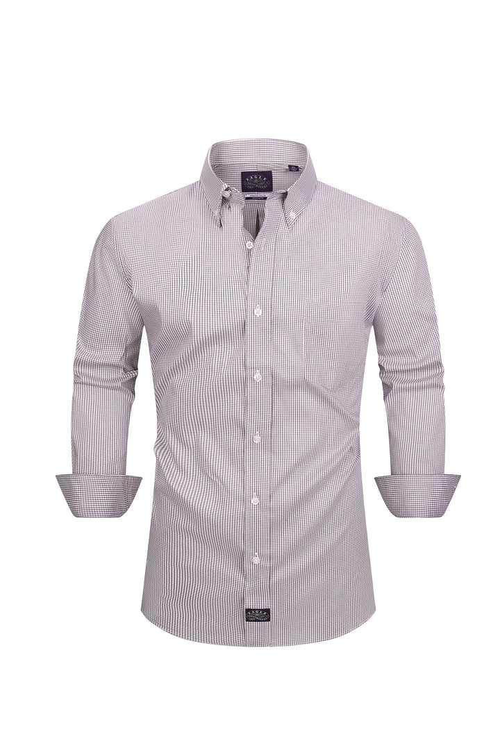 Eagle Stretch Neck Grey Gingham Poplin Shirt