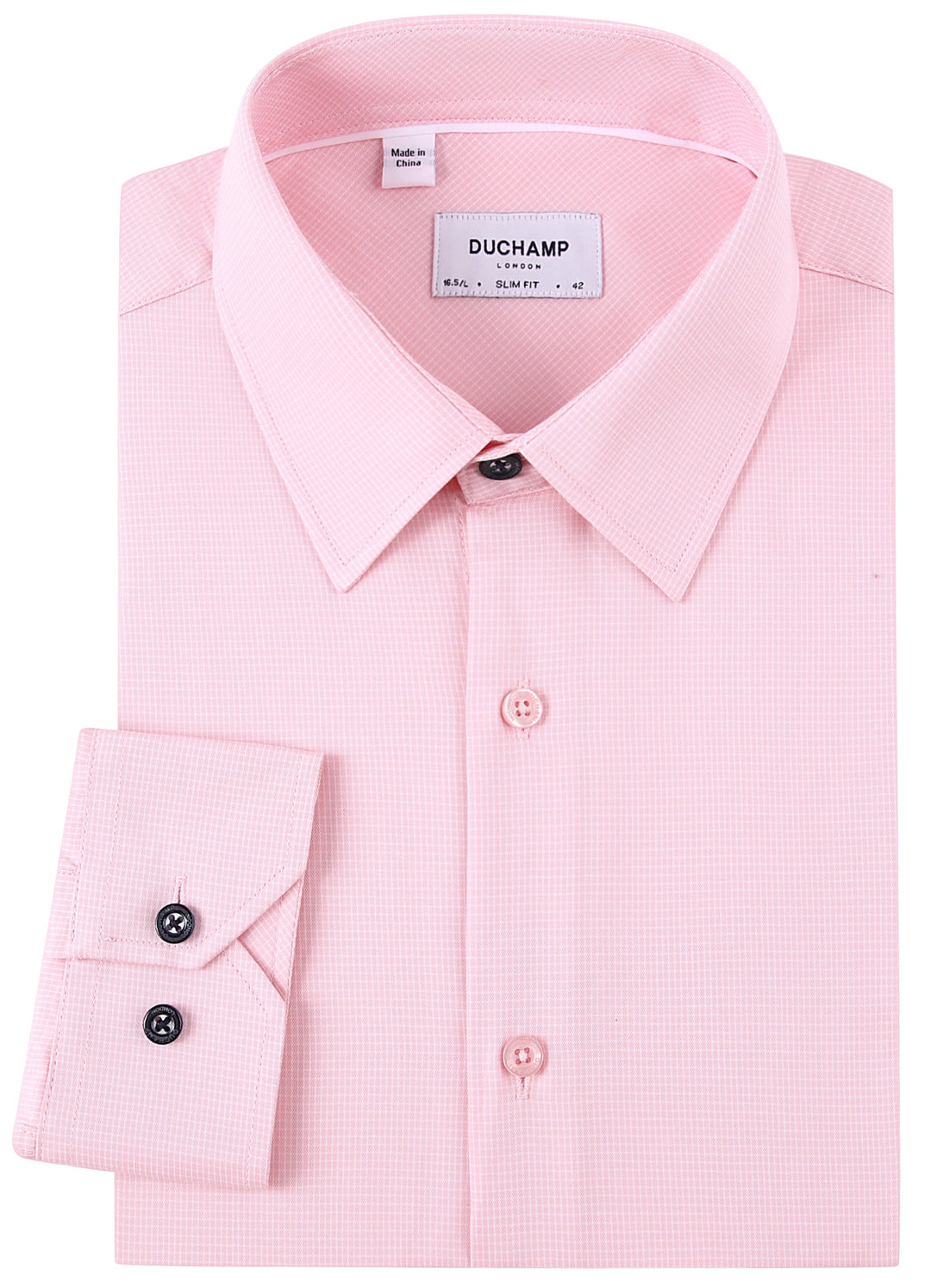Duchamp London Solid Pink Textured Dress Shirt
