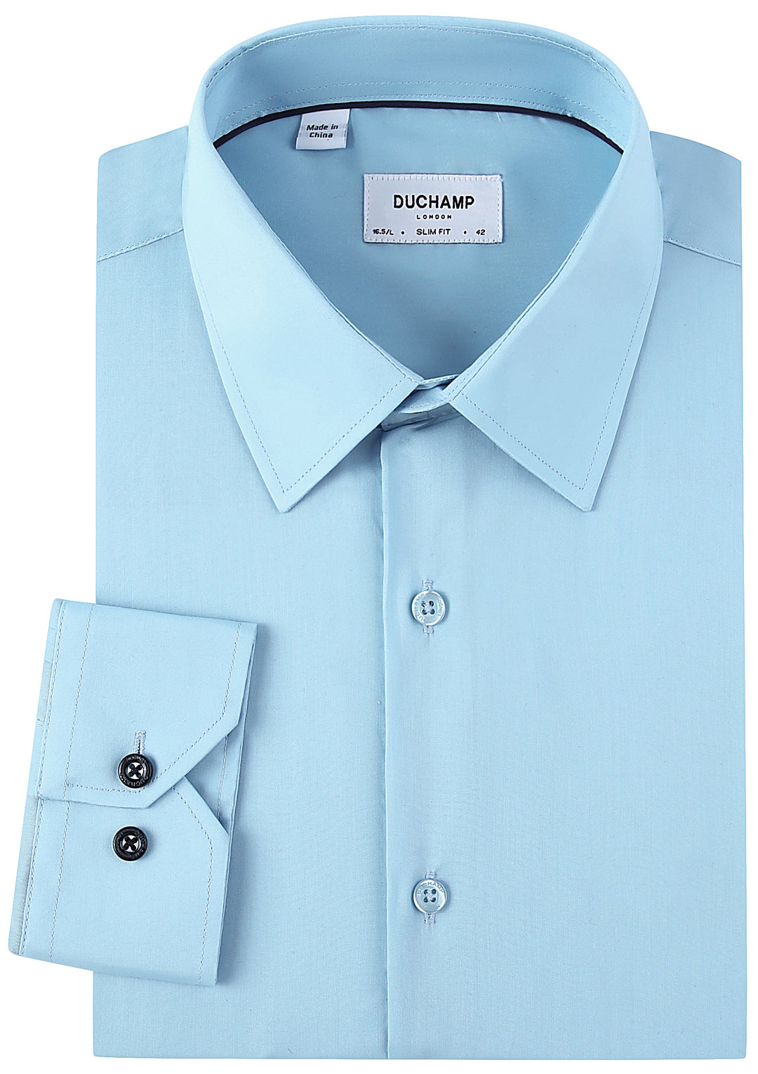Duchamp London Solid Blue Dress Shirt 17.5 / Blue Duchamp London Solid Blue Dress Shirt 17.5 / Blue