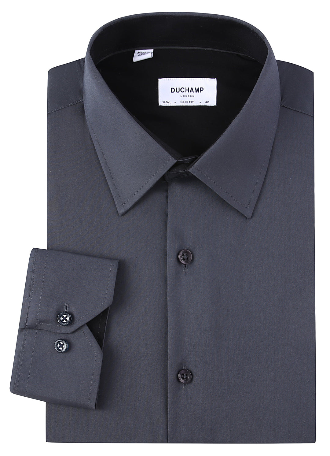 Duchamp London Charcoal Solid Dress Shirt 17 Duchamp London Charcoal Solid Dress Shirt 17