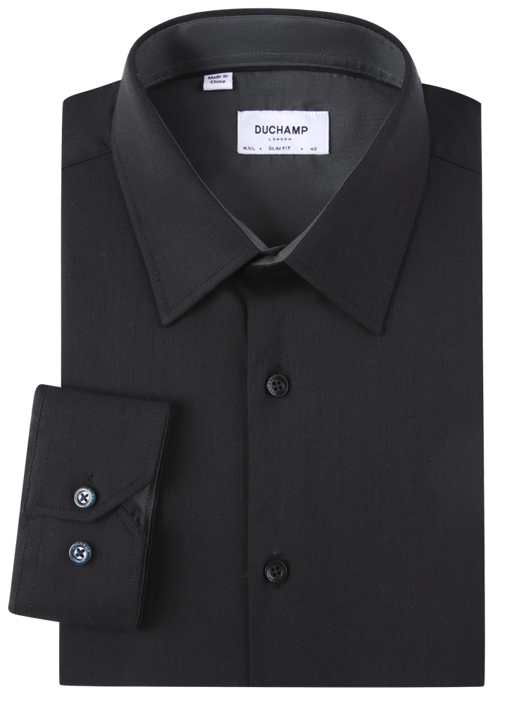 Duchamp London Black Solid Dress Shirt
