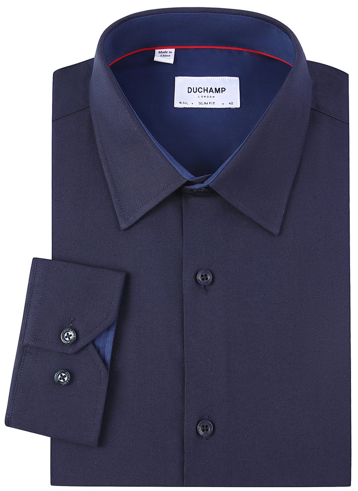 Duchamp London Navy Solid Dress Shirt