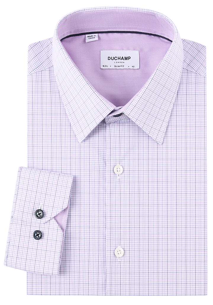 Duchamp London Purple Plaid Dress Shirt