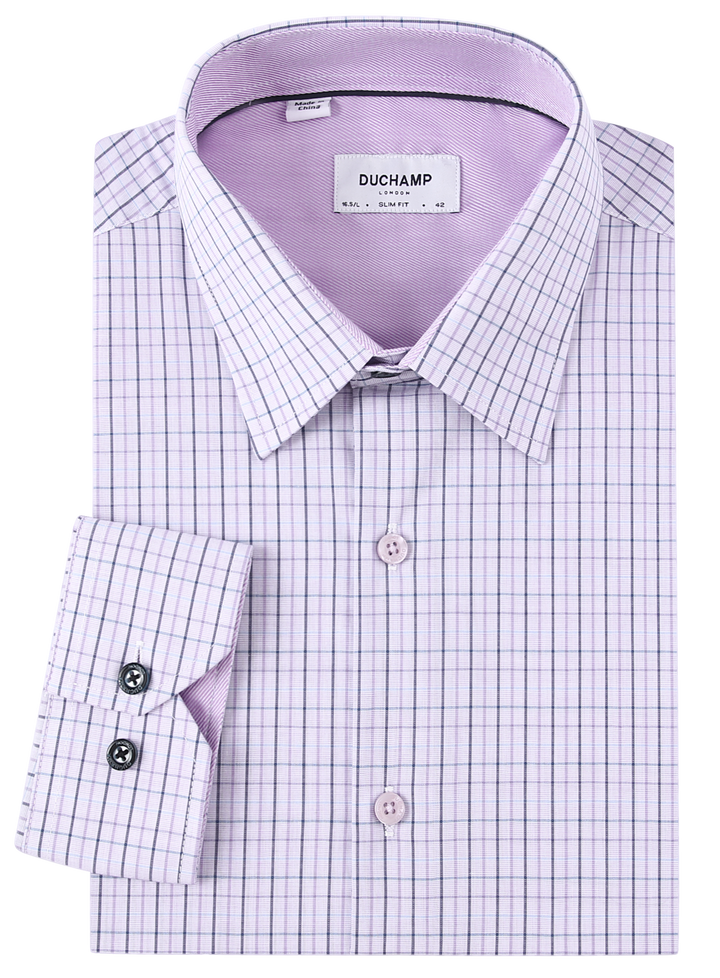 Duchamp London Purple Plaid Dress Shirt