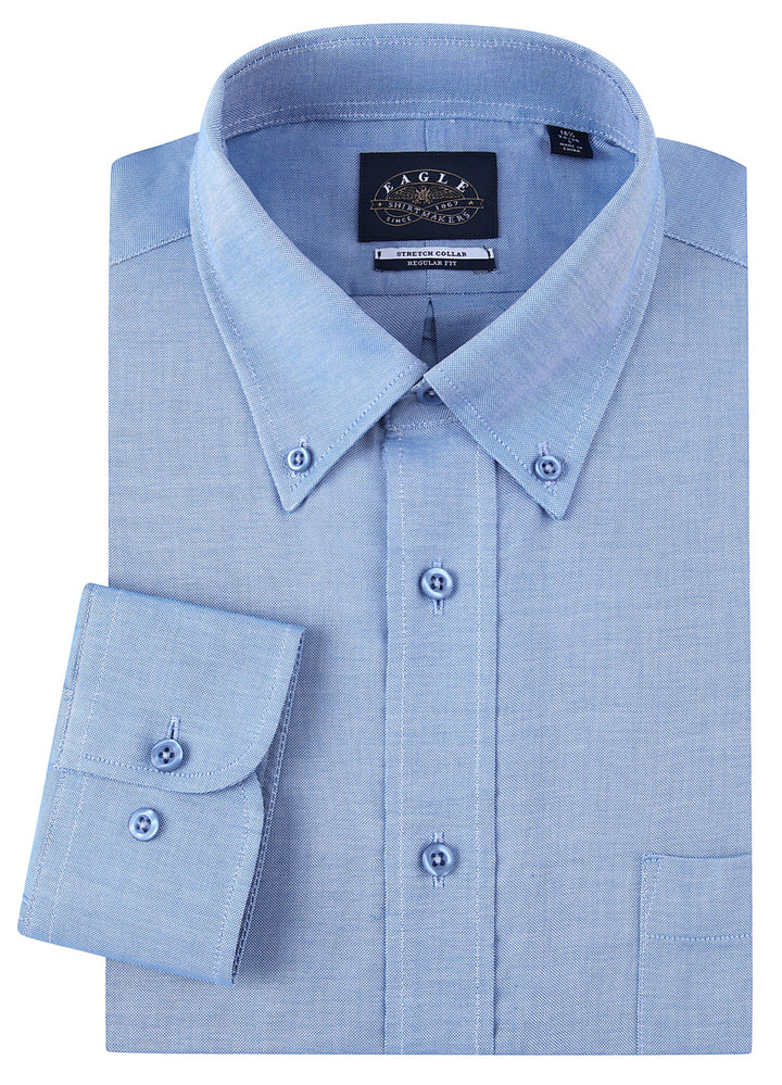 Eagle Stretch Neck Blue Oxford Shirt