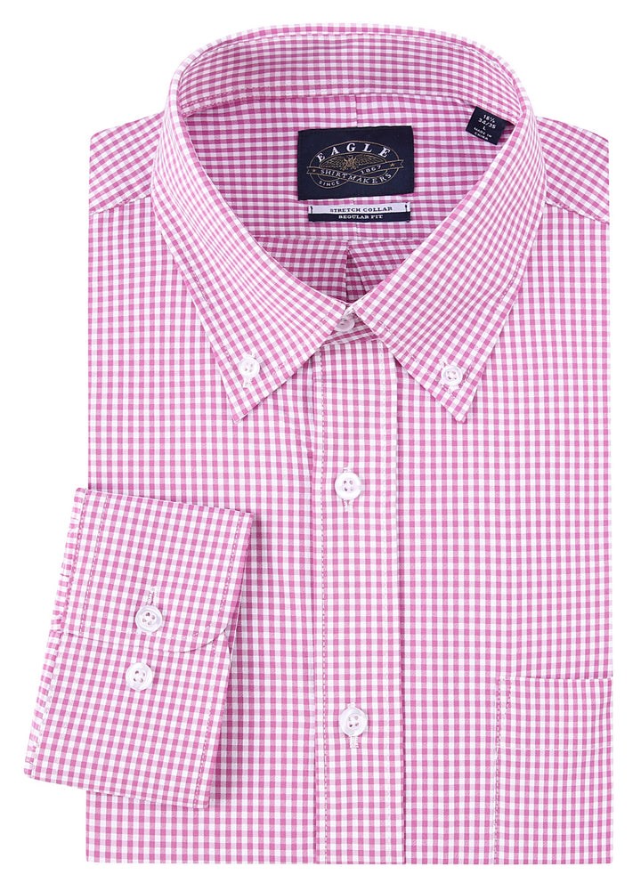Eagle Stretch Neck Purple Gingham Poplin Shirt