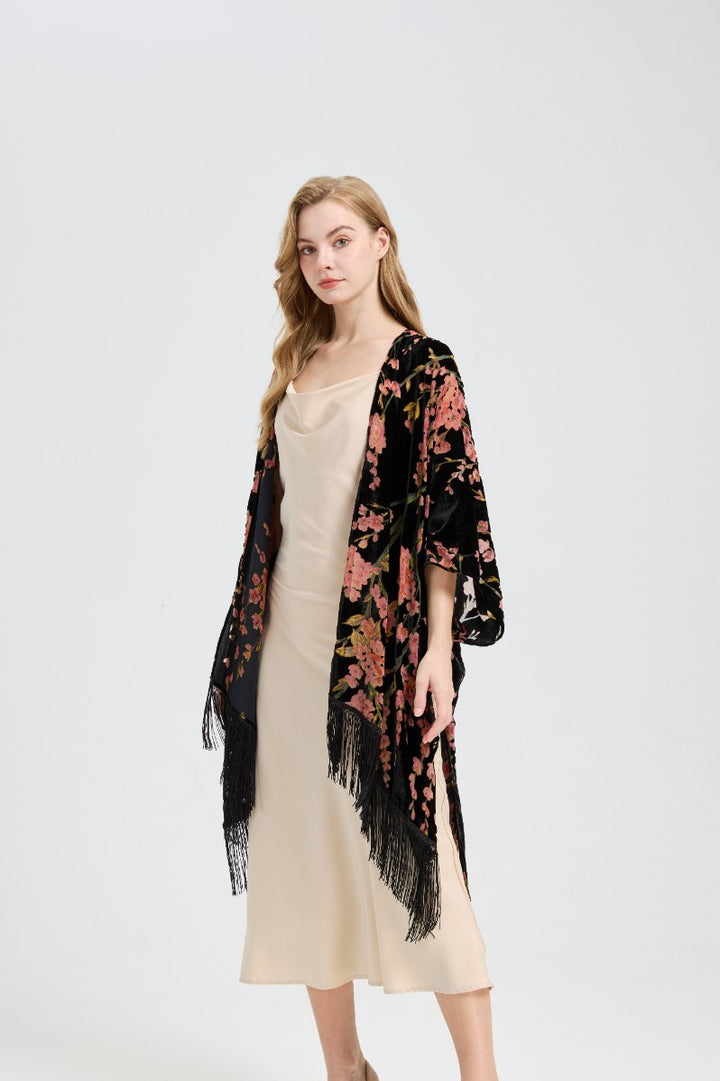 Ted Baker London Floral Velvet Fringe Kimono