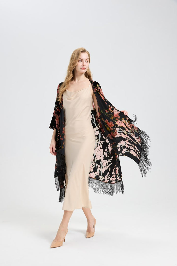 Ted Baker London Floral Velvet Fringe Kimono