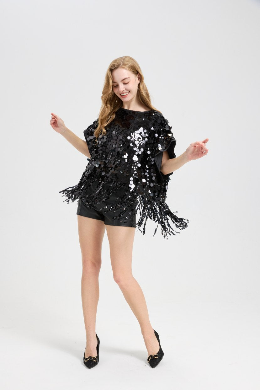 Ted Baker London Women's Sequin Fringe Poncho