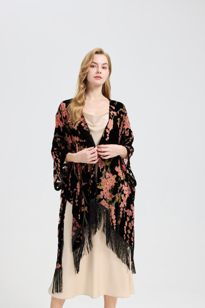 Ted Baker London Floral Velvet Fringe Kimono