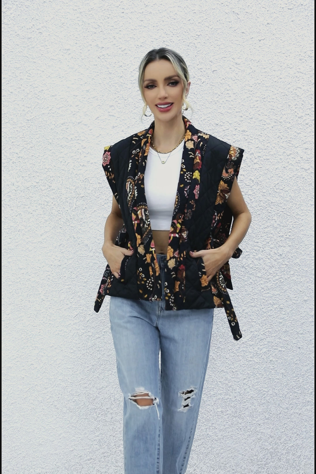 Roffe Floral Quilted Vest