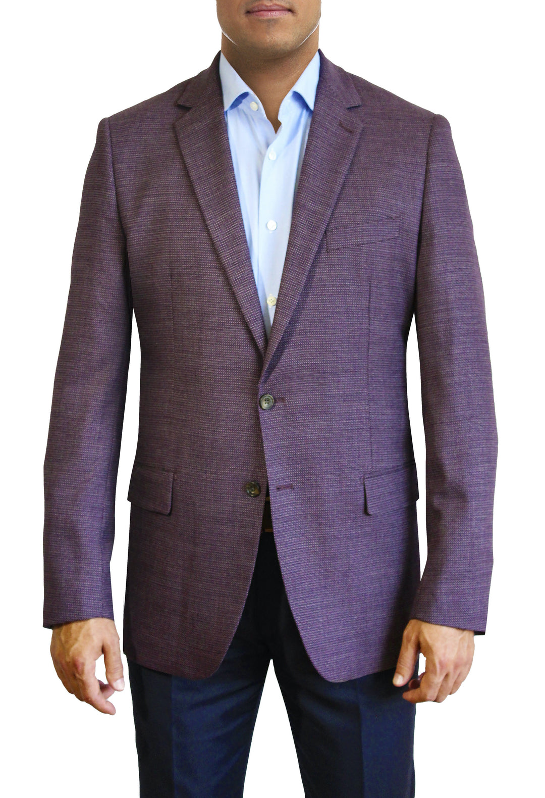 Maroon Textured Solid two button jacket by Daniel Hechter