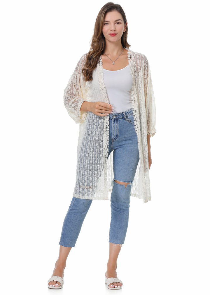 Roffe Lace kimono with bell sleeves