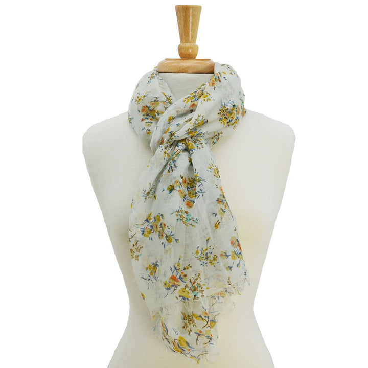 Isle Floral Print Scarf with Fringe
