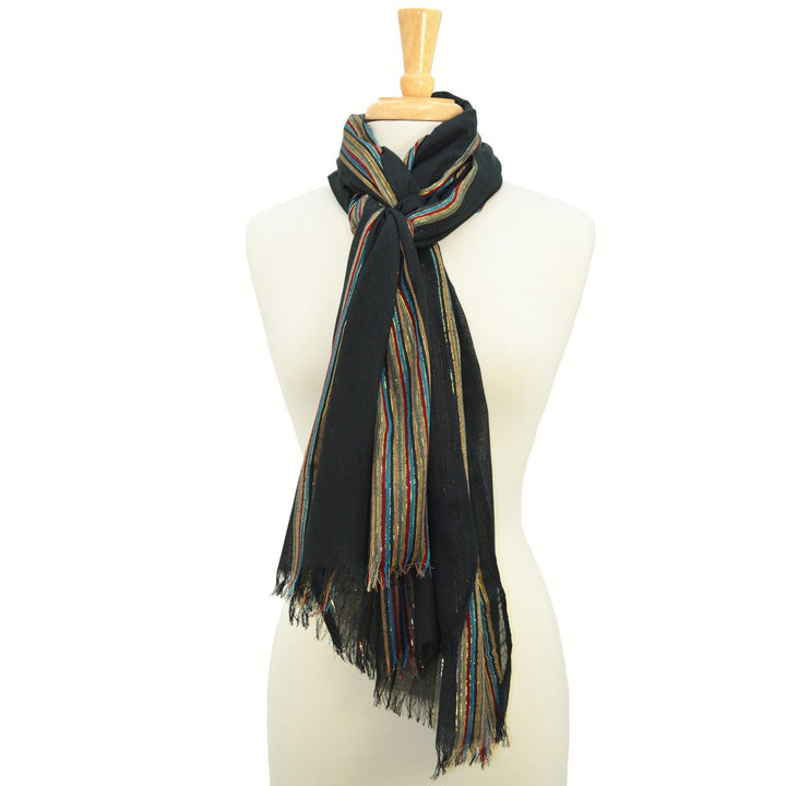 Brandi Solid with Stripe Woven Scarf