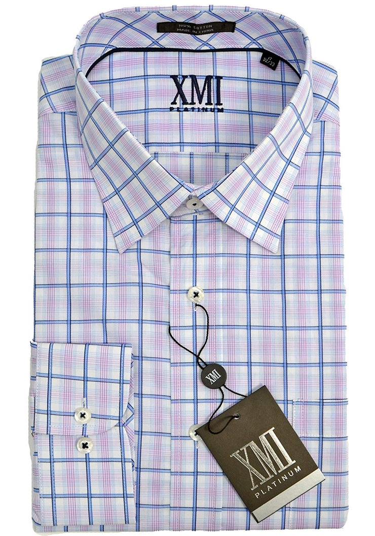 XMI Mens Plaid Dress Shirt