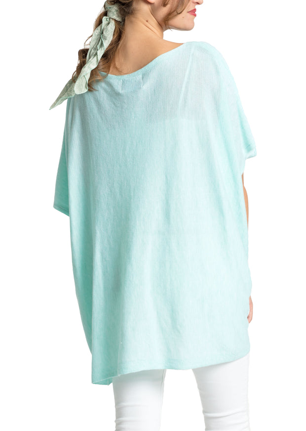 Save the Ocean Recycled Light Green Knit Twist Poncho