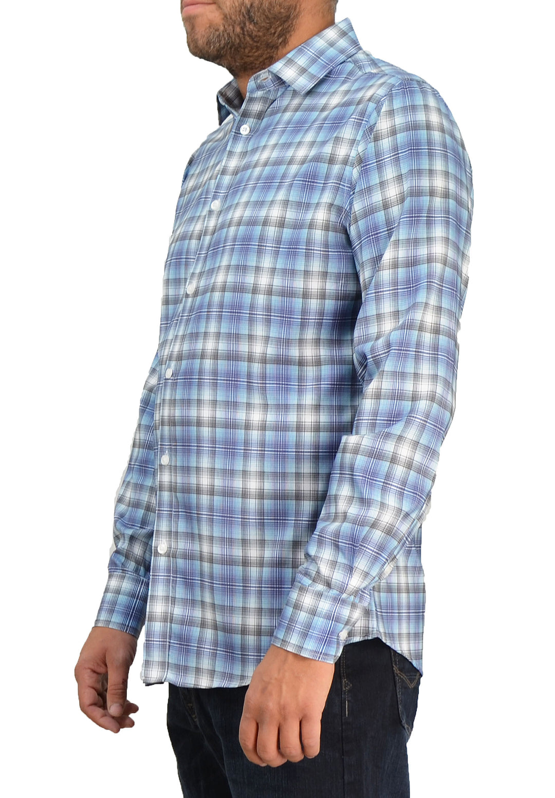 Save the Ocean Recycled grey plaid long sleeve shirt