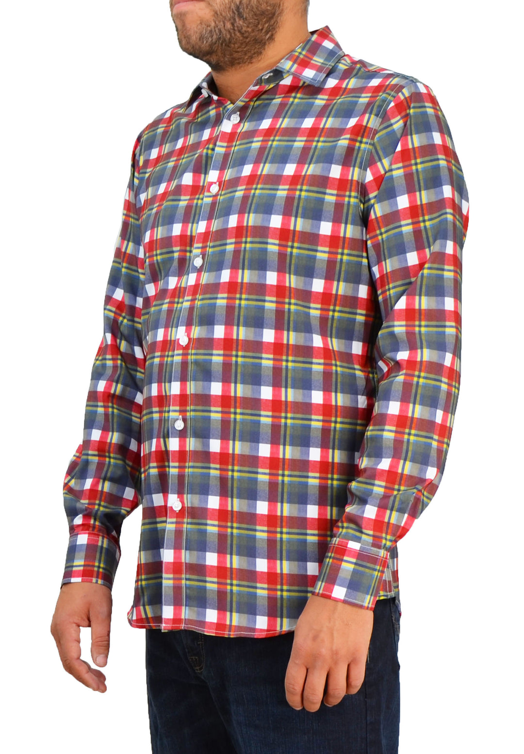 Save the Ocean Recycled blue/red plaid long sleeve shirt