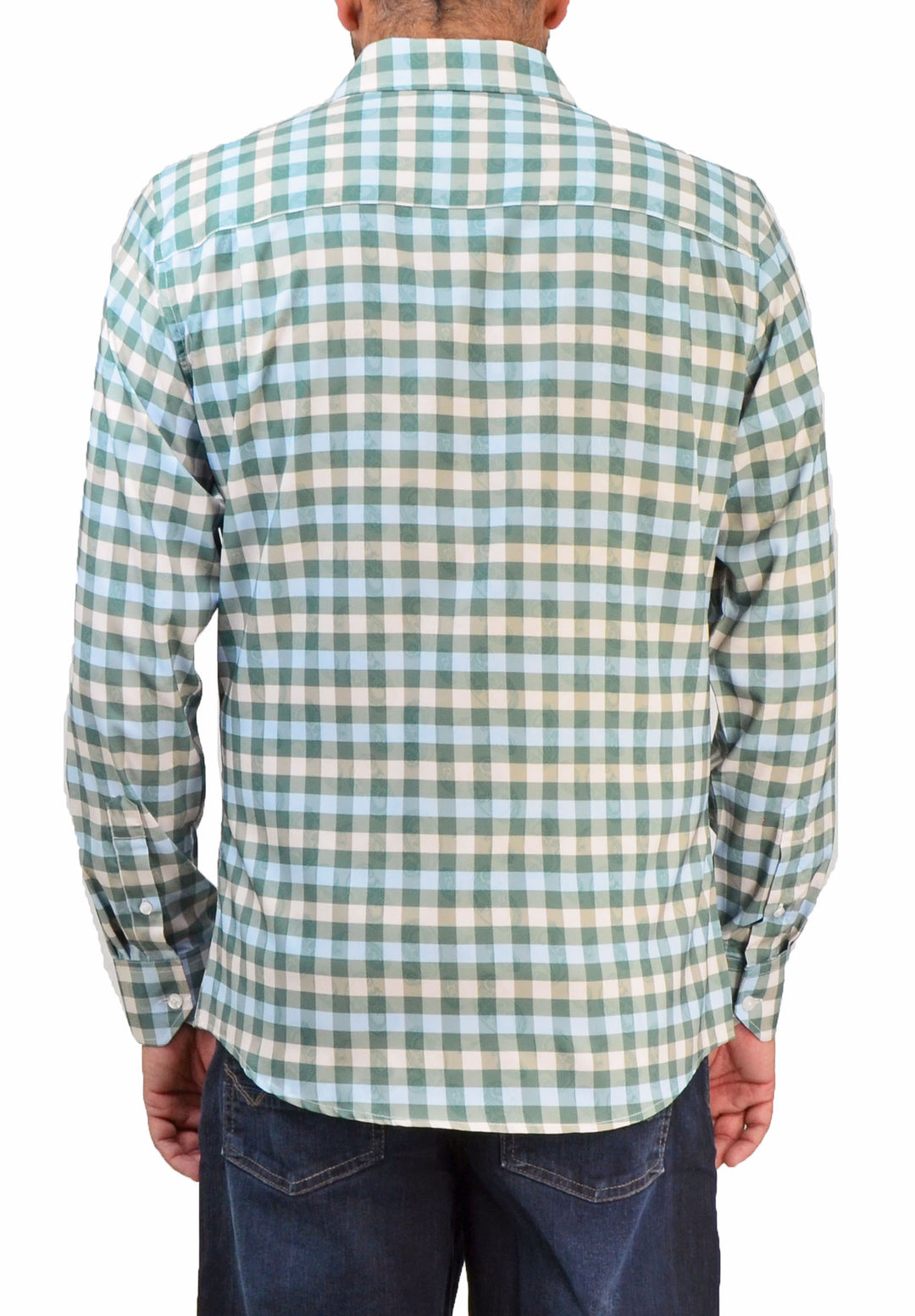 Save the Ocean Recycled green check long sleeve shirt