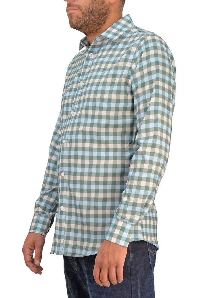 Save the Ocean Recycled green check long sleeve shirt