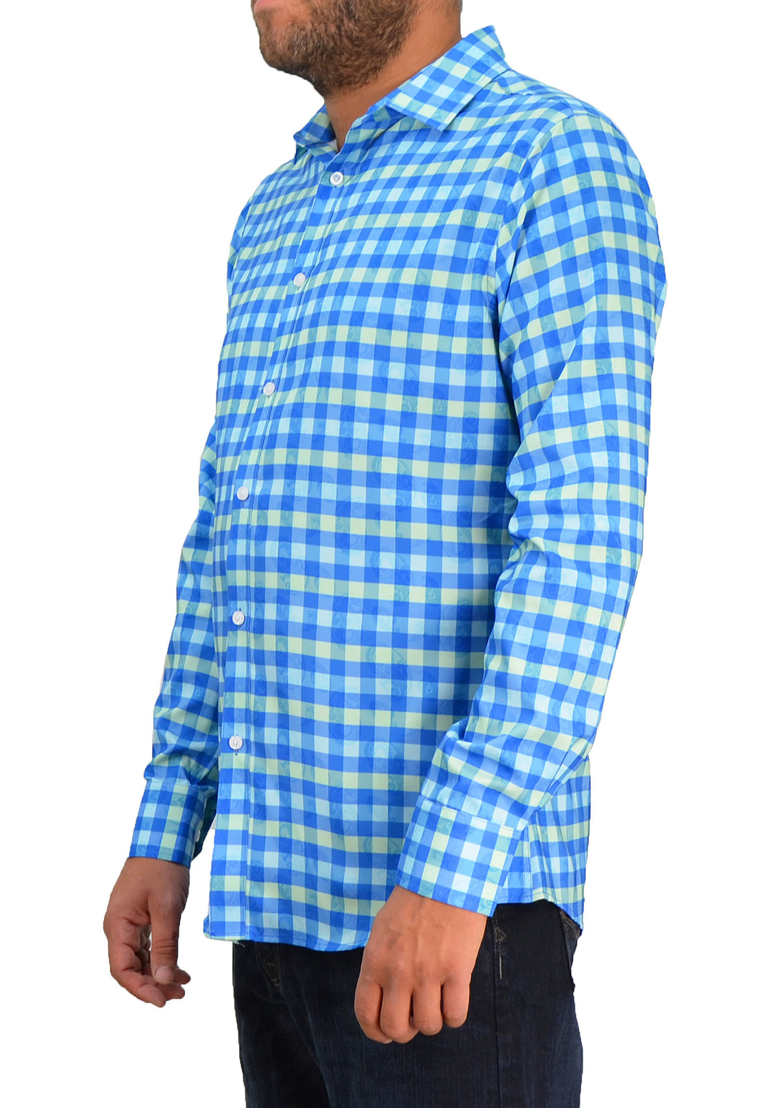 Save the Ocean Recycled blue check long sleeve shirt