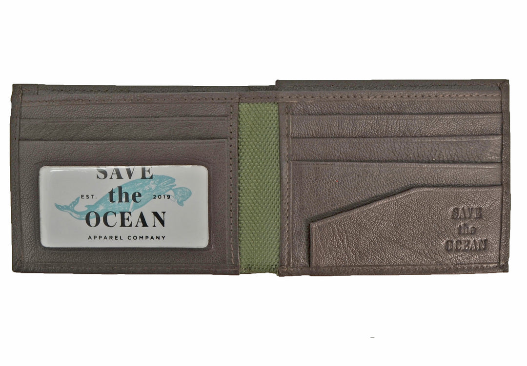 Save the Ocean Recycled Olive Slim Fold Wallet