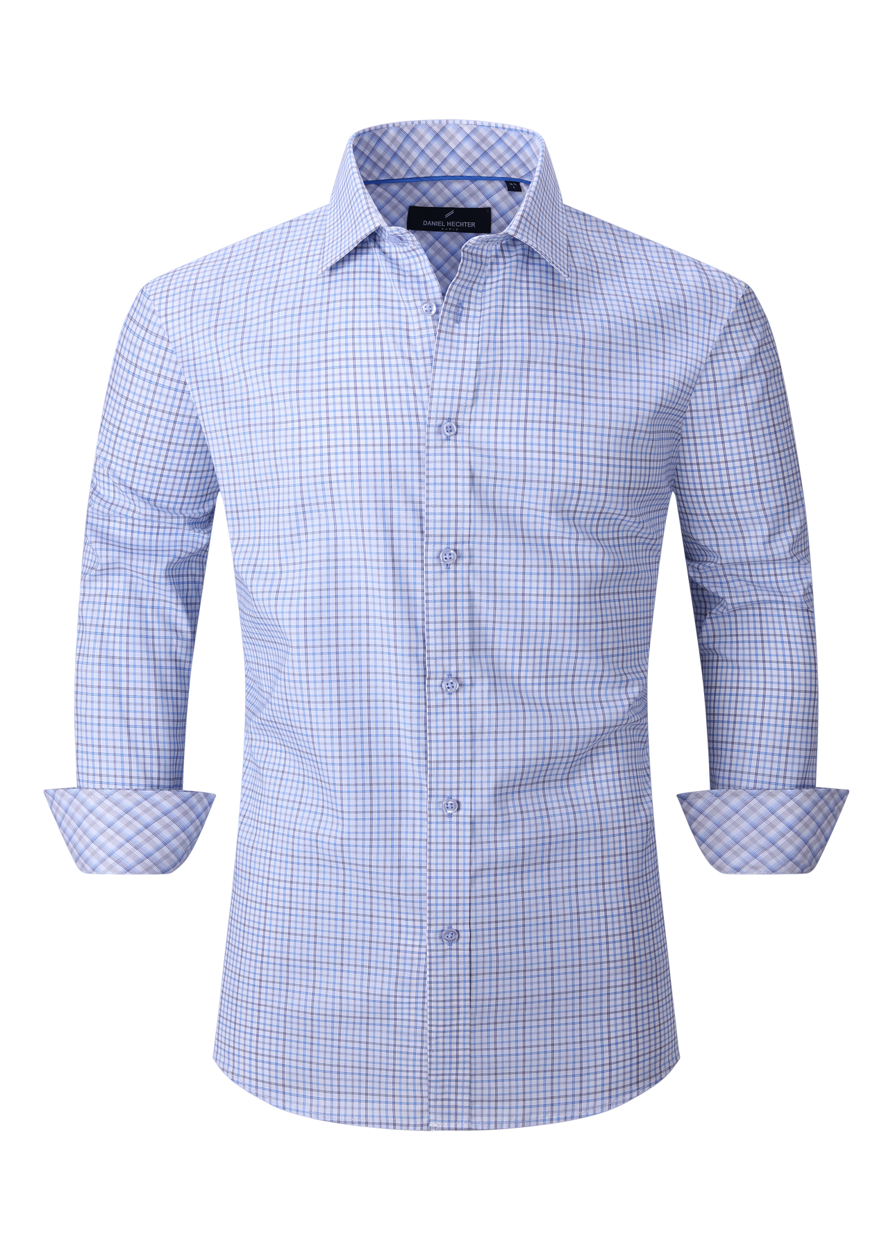 Daniel Hechter Trim Fit Plaid Dress Shirt - Blue Daniel Hechter Trim Fit Plaid Dress Shirt - Blue