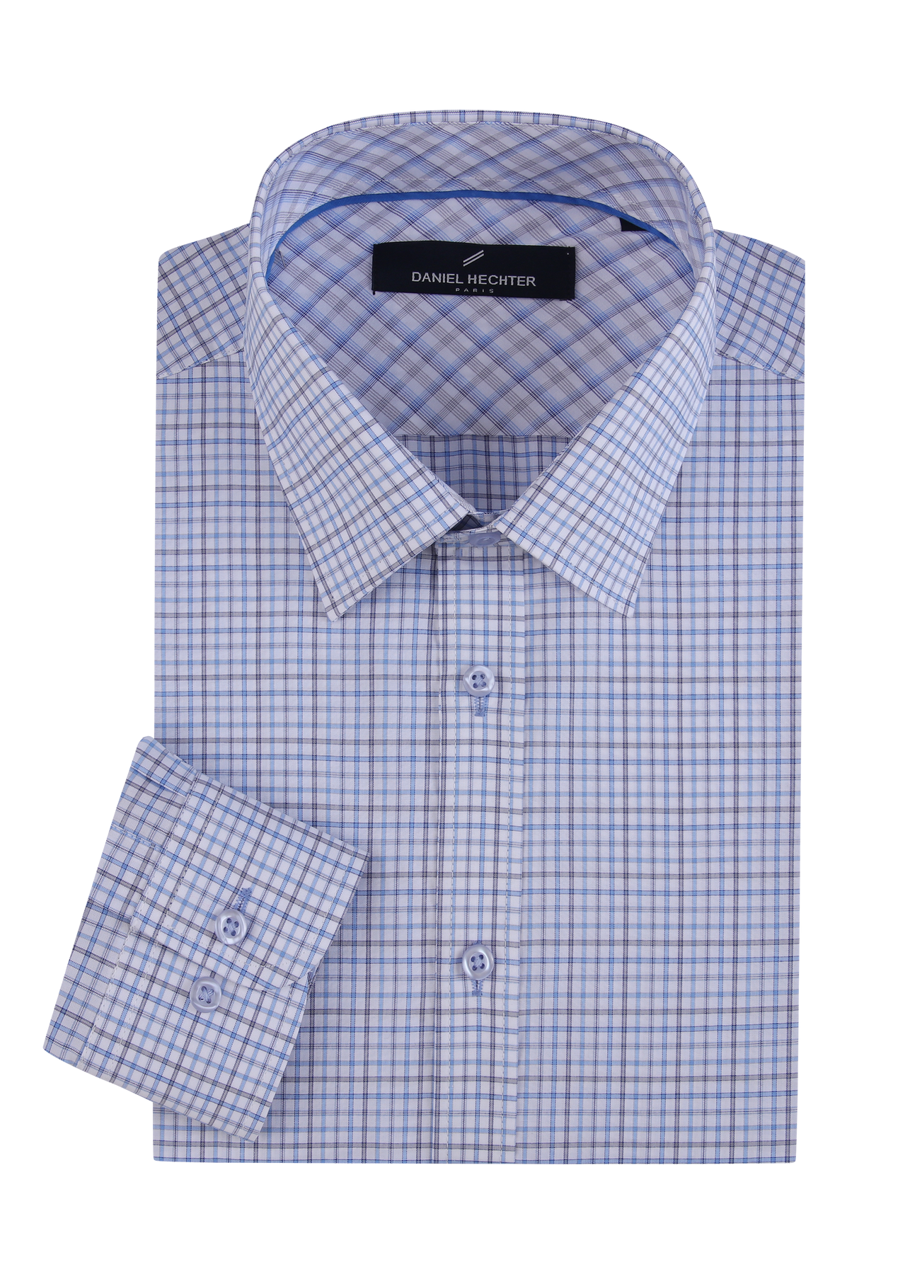 Daniel Hechter Trim Fit Plaid Dress Shirt - Blue Daniel Hechter Trim Fit Plaid Dress Shirt - Blue